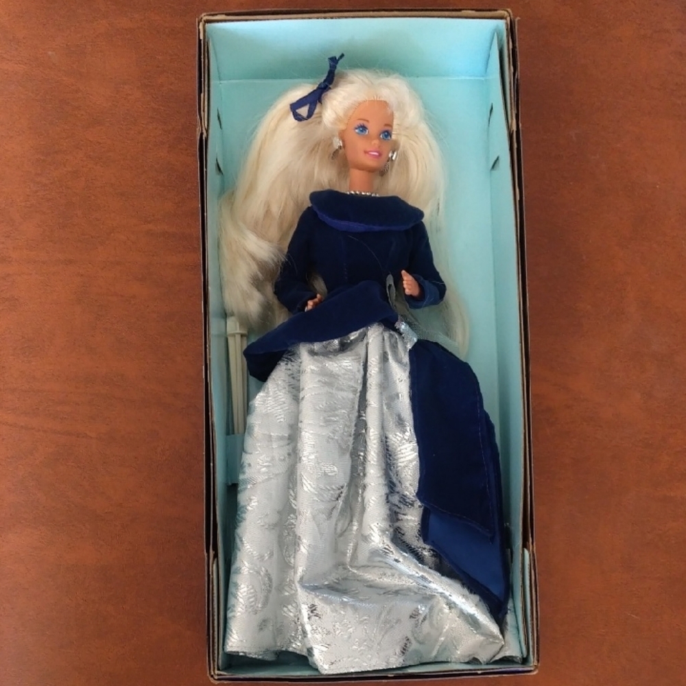1995 Barbie in Elegant Blue and Silver Ensemble,Avon Series Winter Magic